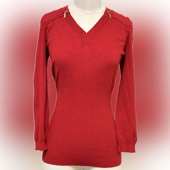 Venus Red V-Neck Sweater, Size Medium - Picture 1 of 6